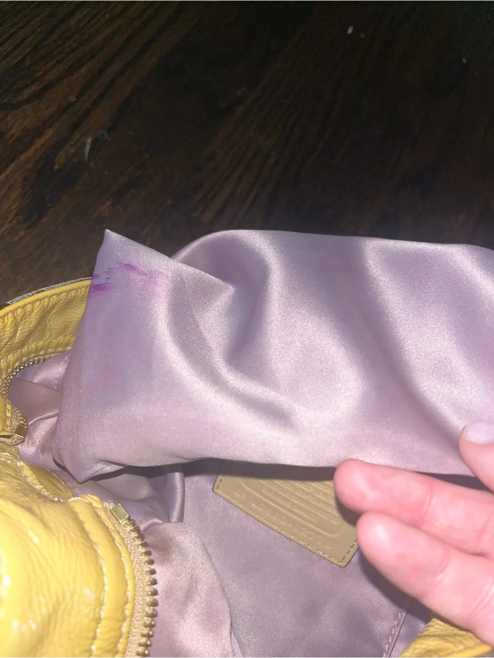 Y2K Coach Zoe Large Patent Leather Hobo Shoulder Bag  Fawn/Mustard L0893-12776
